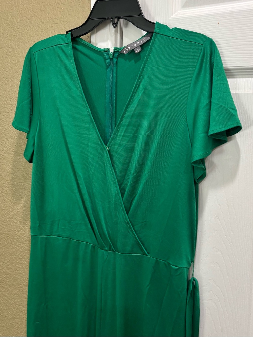 Emerald Green Wrap-Front Short Sleeve romper jumpsuit sz M